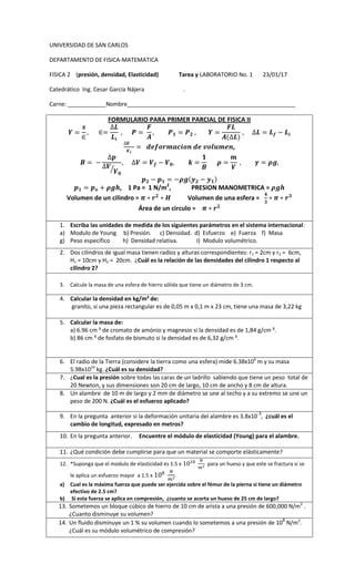 Tarea Sobre Elasticidad Y Presion Pdf