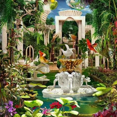 Krea Surrealism Swinging Garden Of Babylon Oasis Garden Plant