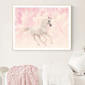 Unicorn Photo Art Print Girls Room Wall Decor Pink Girly Magical Fairy ...