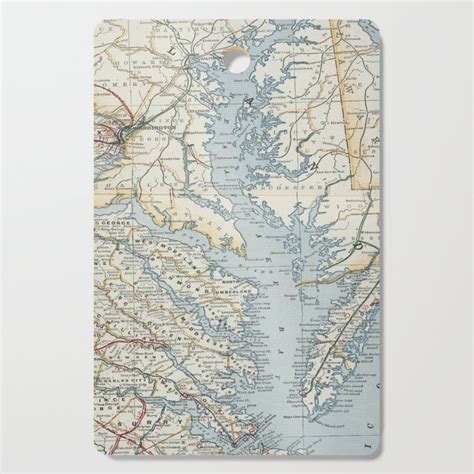 Vintage Map Of The Chesapeake Bay 1901 Cutting Board By Bravuramedia