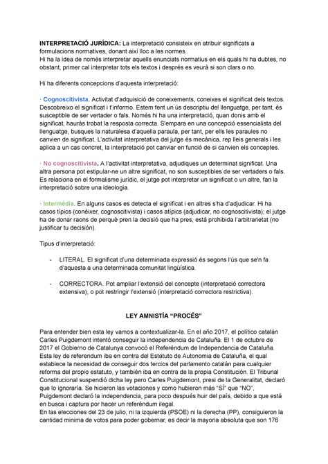 Seminari 3 Teoria DEL DRET INTERPRETACIÓ JURÍDICA La interpretació