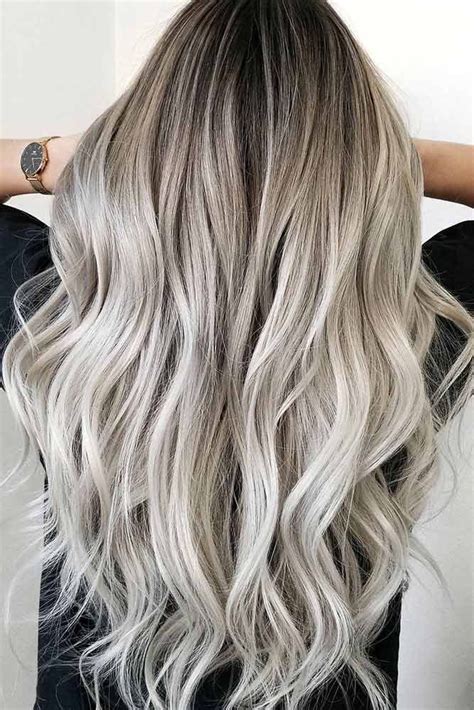 Platinum Blonde Natural Hair Ombre Picture Grey Balayage Hair Color