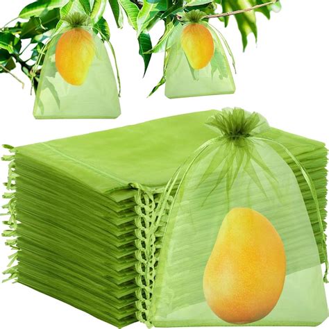 100pcs Fruit Protection Bags 6 X 8 Inch Drawstring Mesh Fruit Bags For Fruit Trees