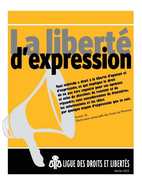 Outil Déducation La Liberté Dexpression Ligue Des Droits Et Libertés