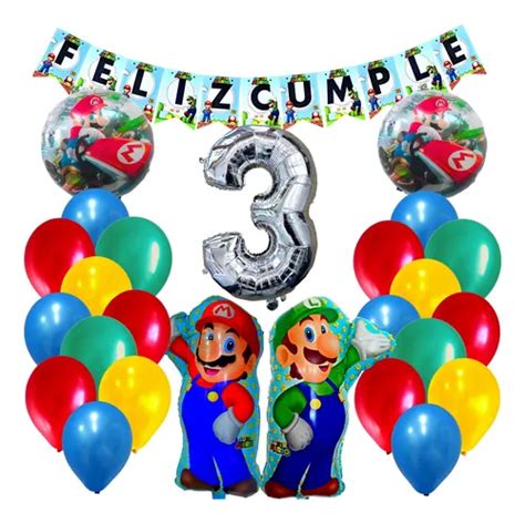 Combo Kit Globos Deco Fiesta Mario Bros N10