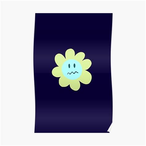 Green Teal Worried Flower Smiley Face Poster For Sale By Maggie Jm