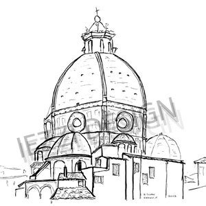 Florence Duomo Sketch Art Print, Italy Architecture Sketch, Florence ...