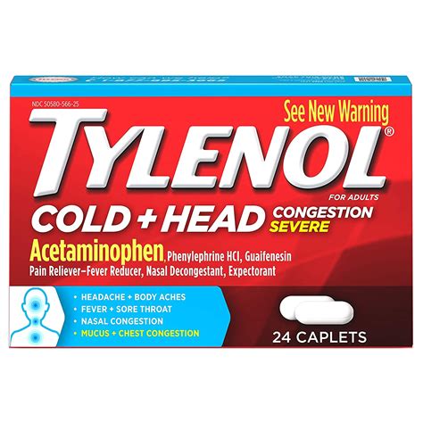 Cold + Head Congestion Severe Caplets 24 ct - Medcare Supplies