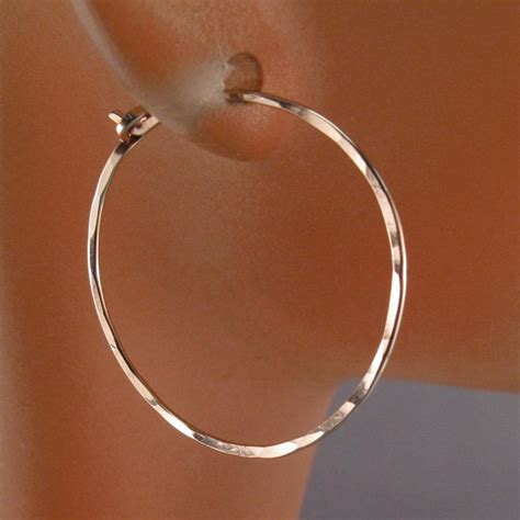 Rose Gold Hoop Earrings 14k Rose Goldfilled Hoops Hammered Etsy