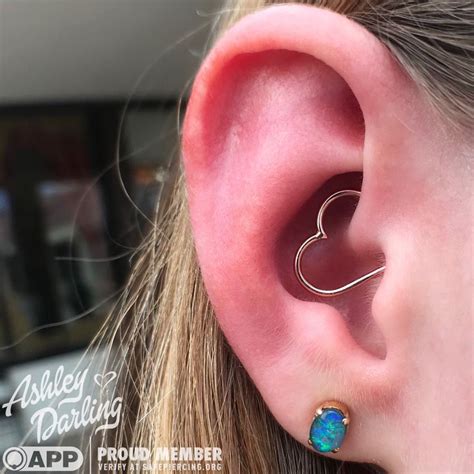 Daith Piercing With A Solid Rose Gold Heart Ear Cuff Daith Piercing