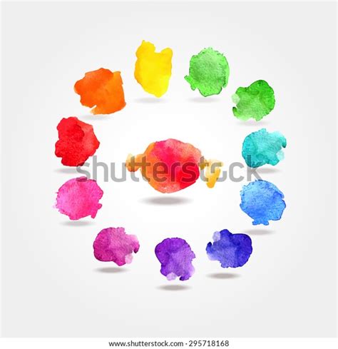 Vector Set Rainbow Watercolor Palette Circle Stock Vector Royalty Free