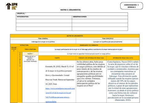 Matriz S Comu Grupo Matriz Argumentos Grupo N O