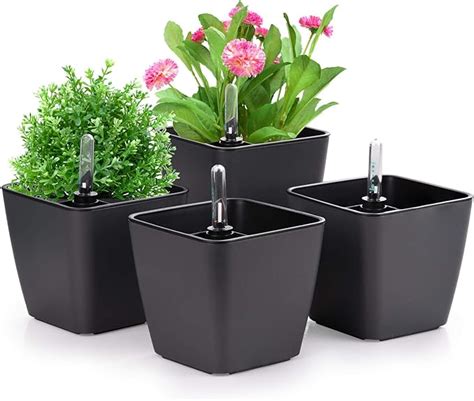 Herefun 4 Set Pot à Fleurs d arrosage Automatique Pots Fleurs