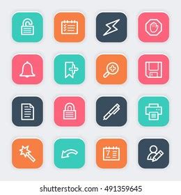 Organizer Web Icons Set Stock Vector Royalty Free