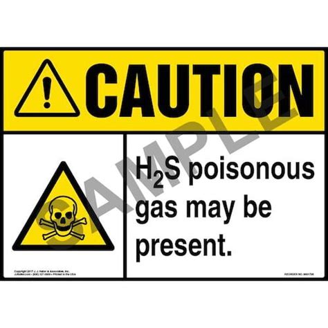 Caution H2s Poisonous Gas May Be Present Sign With Icon Ansi