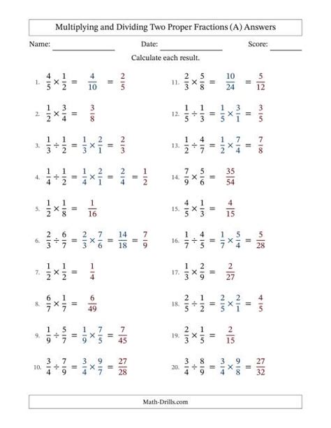 Multiplying And Dividing Two Proper Fractions With Some Simplifying A