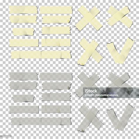 투명 한 배경에 고립 된 접착 테이프 조각 세트 종이에 대한 스톡 벡터 아트 및 기타 이미지 종이 질감 개체 그룹