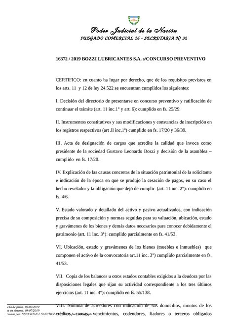 Resolucion De Apertura De Concurso Preventivo JUZGADO COMERCIAL 16