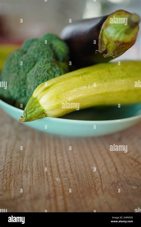 Vegetables Broccoli Eggplant Zucchini Stock Photo Alamy