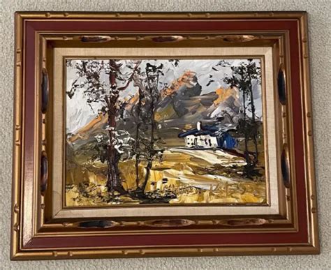 Vintage Morris Katz Mountain House Landscape Original Oil Painting