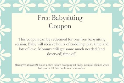 Babysitting Voucher Printable Free Pdf