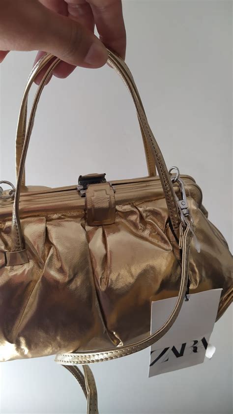 Bolsa Zara Dourada Pequena Bolsa De Ombro Feminina Zara Usado