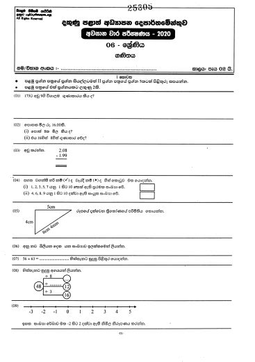 Grade 06 Mathematics Past Papers Wiki