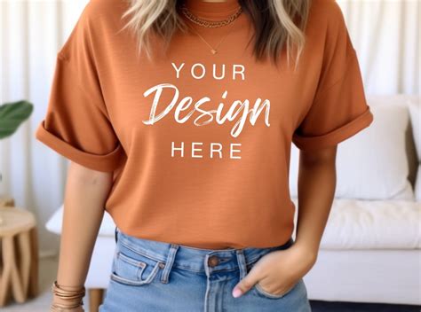 Bella Canvas 3001 Burnt Orange Mockup BC3001 Trendy Mock Up Simple