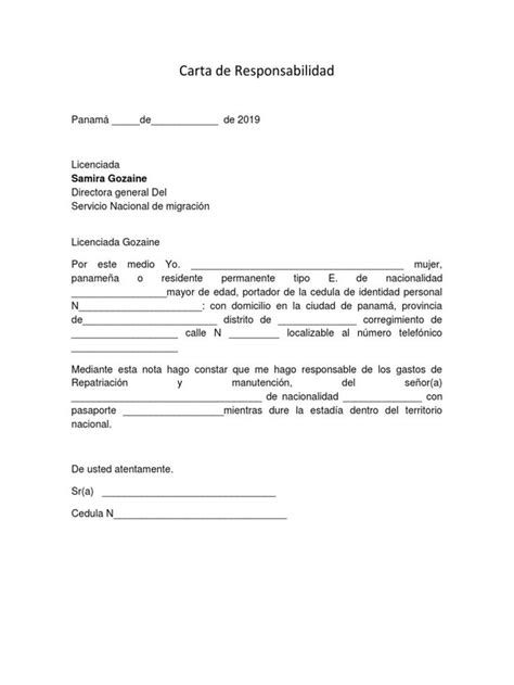 Carta De Responsabilidad Actualizada PDF