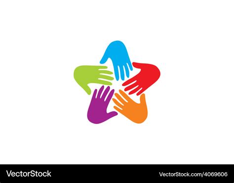 Hands circle teamwork logo Royalty Free Vector Image