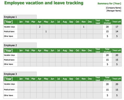 Excel Vacation Template