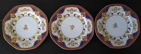 Three Vintage Japanese Meito China Hand Painted Cabinet Plates Cm