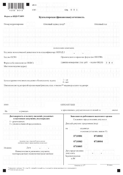 Бухгалтерская (финансовая) отчетность. КНД 0710099 | Образец - бланк ...