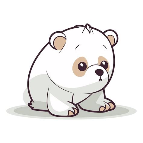 Lindo Oso Polar De Dibujos Animados Sobre Un Fondo Blanco Vector Premium