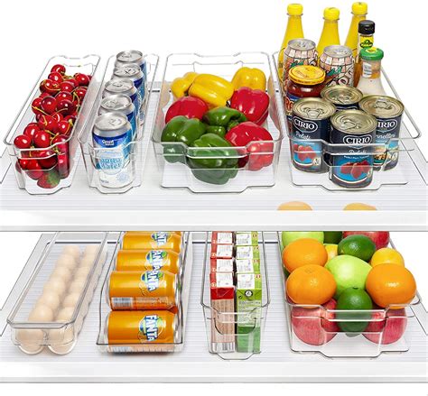 Fridge Organizer Bins Set Of Plastic Refrigerator Pantry Organizers