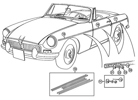 Side Mouldings Fittings Mgb Mgb Gt Moss Europe Ltd