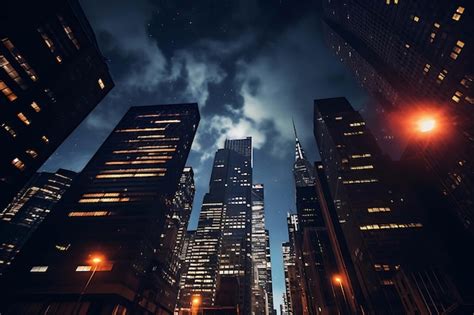 Premium AI Image | Downtown Skyscrapers at Night