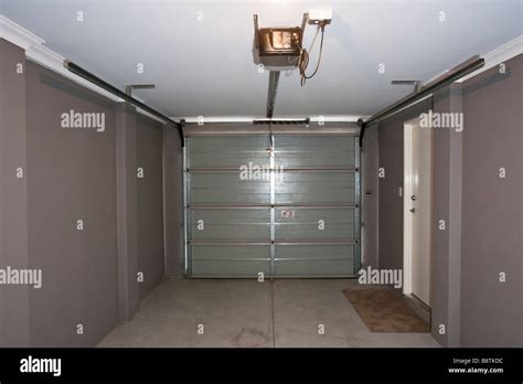 The Inside Of A Garage With An Automatic Garage Door Stock Photo Alamy