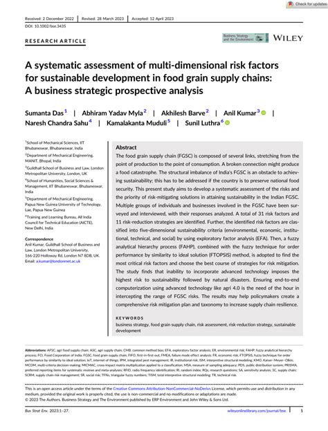 PDF A Systematic Assessment Of Multi Dimensional Risk Factors For