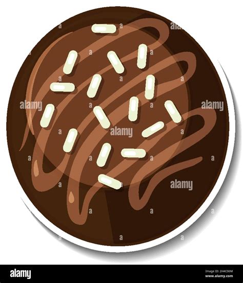 Chocolate Brownie Sticker Isolated On White Background Illustration