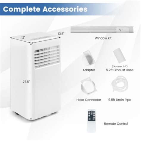 Costway 8000 Btu Ashrae Portable Air Conditioner Cools 250 Sq Ft 5000