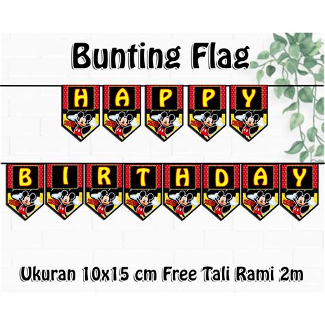 Jual Bunting Flag Happy Birthday Tema Mickey Mouse Shopee Indonesia