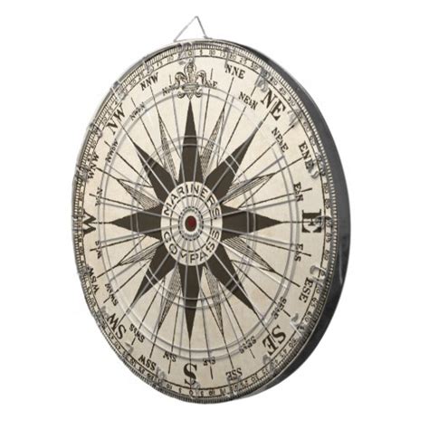 Vintage Compass Rose Dartboard With Darts Zazzle