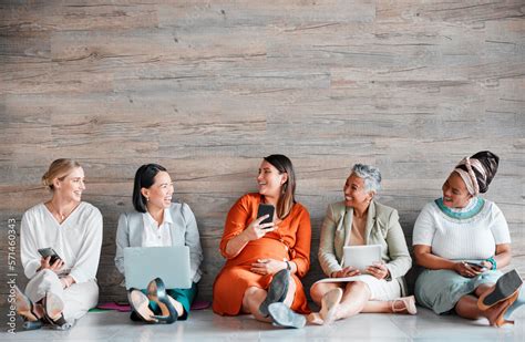 Collaboration Technology And Mockup With A Business Team Sitting On