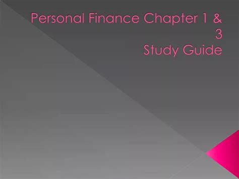 Ppt Personal Finance Chapter Study Guide Powerpoint