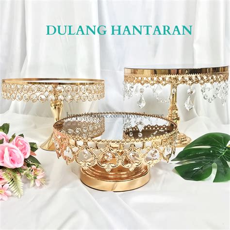 Dulang Hantaran Crystal Mirror Gift Stand Mirror Top Cake Stand Glass