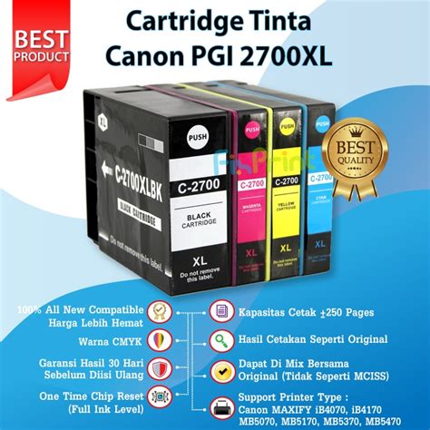 Jual Cartridge Tinta Canon Pgi Xl Xl Black Cyan Magenta Yellow