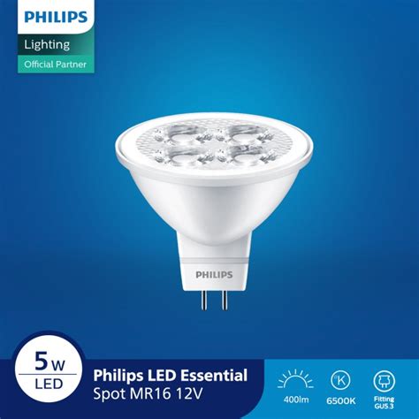 Jual Philips Lampu Essential MR16 LED 5 50W 6500K 24D Putih Shopee