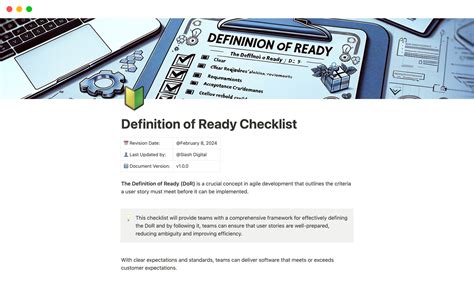 Definition Of Ready Checklist Notion Template