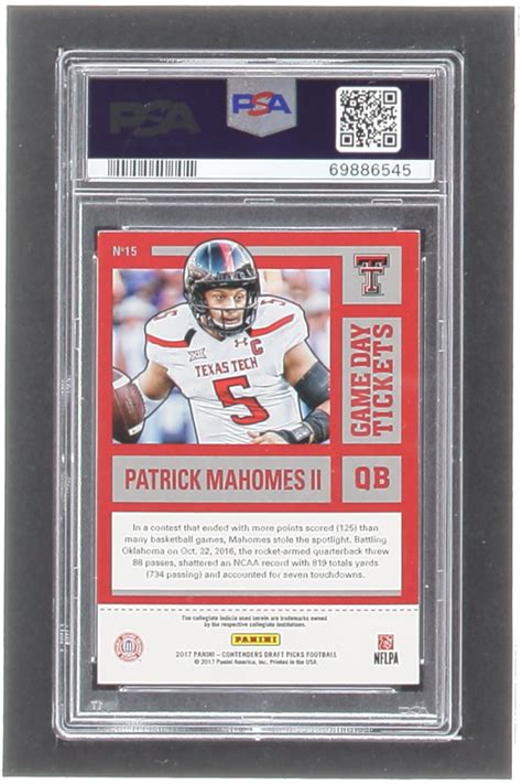 Patrick Mahomes II 2017 Panini Contenders Draft Picks Game Day Tickets